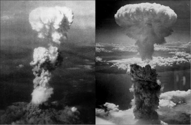 <p/>Nubes de hongo sobre Hiroshima (izquierda) y Nagasaki (derecha) tras la explosión de las bombas atómicas » /><span style=