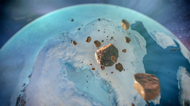 <p>Un asteroide de 1,5 kilÃ³metros, entero o en pedazos, se estrellÃ³ contra una capa de hielo al noroeste de Groenlandia en tiempos geolÃ³gicamente recientes. /Â NASA Scientific Visualization Studio</p>