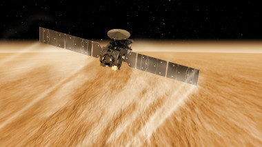 <p>Visualización de la fase de aerofrenado de la misión ExoMars. / ESA</p>