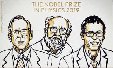 <p>James Peebles, Michel Mayor y Didier QuelozIll. / Niklas Elmedhed © Nobel Media.</p>